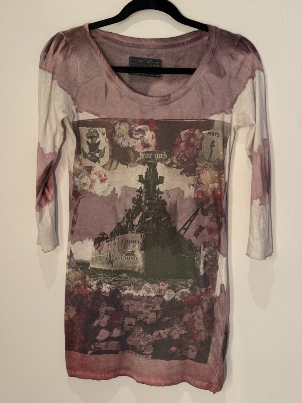 All Saints long long-sleeve "Fear God" floral gothic t-shirt